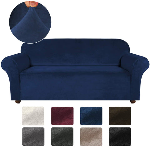 MCOLIMA Stretch Velvet Sofa Covers 1 PIECE，NAVY